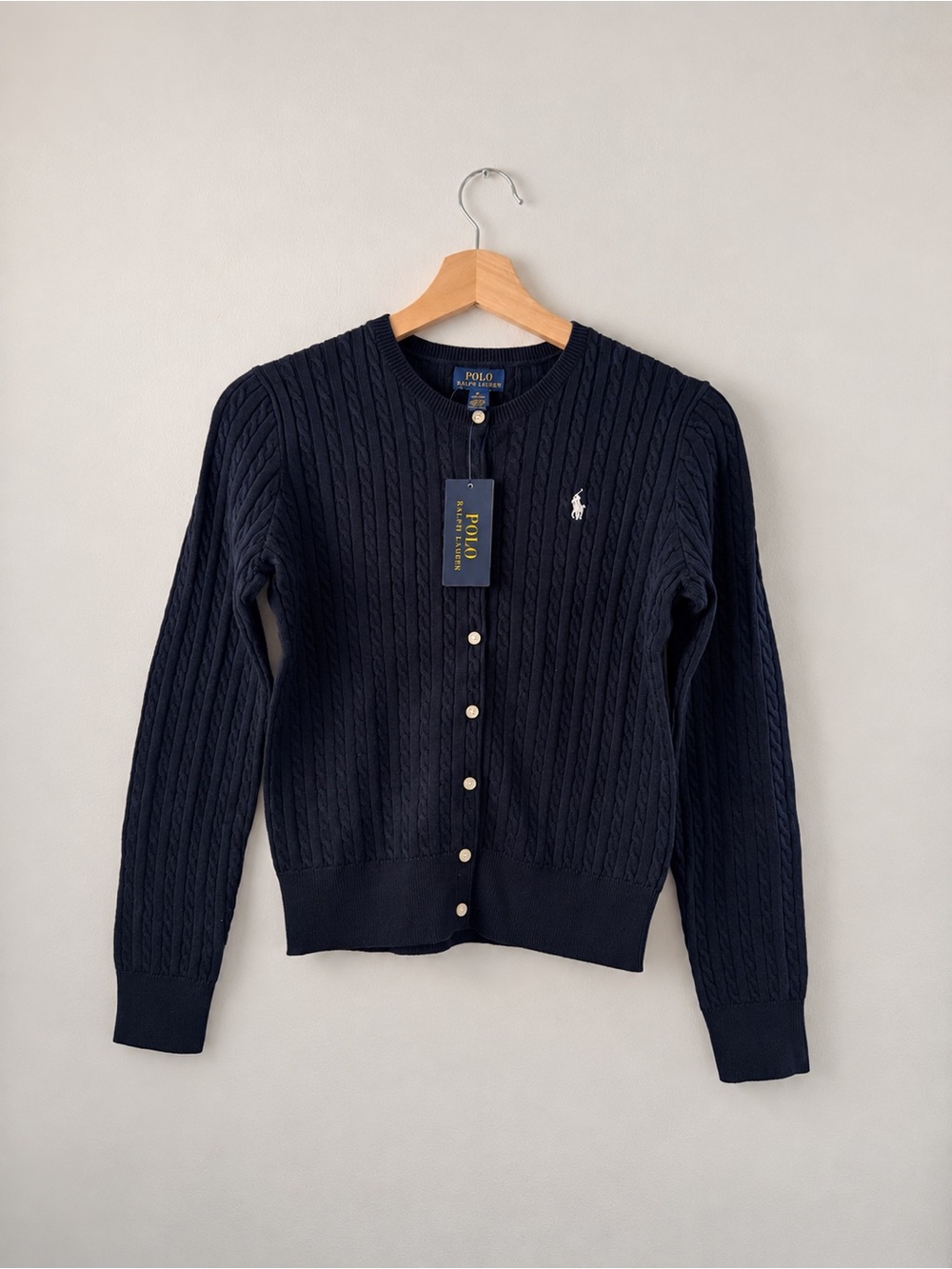 Polo Ralph Lauren Girls Navy Cable Knit Cardigan Size 7 NWT